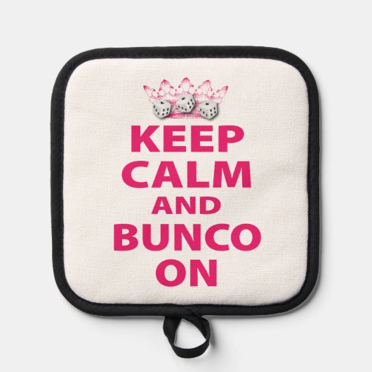 Roze Keep Calm Bunco Pannenlap (Voorkant)
