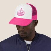 Roze keep calm hoed met kroon logo. trucker pet (In situ)