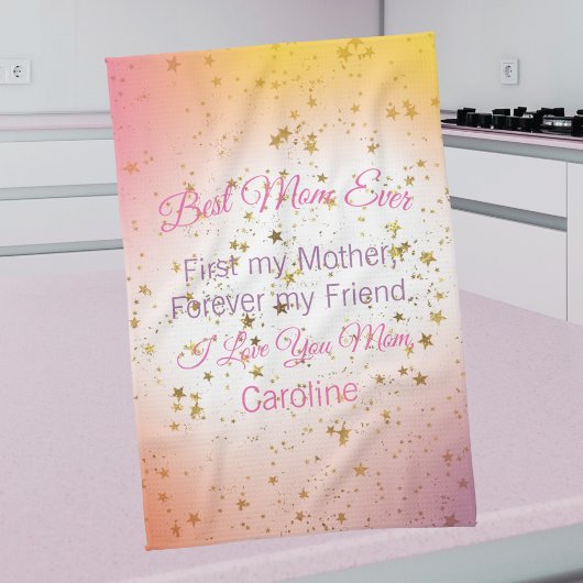 Roze Keepsake Beste moeder ooit Sjabloon Moederdag Theedoek