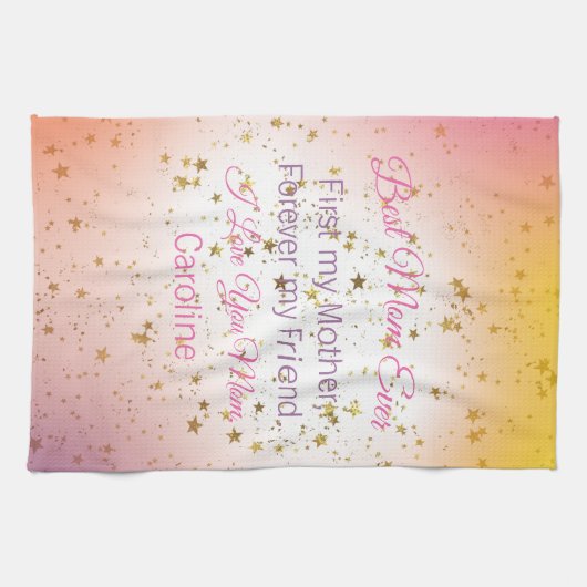 Roze Keepsake Beste moeder ooit Sjabloon Moederdag Theedoek (Horizontaal)