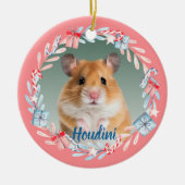 Roze Keepsake foto vakantie krans Keramisch Ornament (Voorkant)