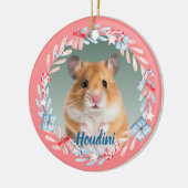 Roze Keepsake foto vakantie krans Keramisch Ornament (Links)