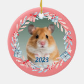 Roze Keepsake foto vakantie krans Keramisch Ornament (Achterkant)