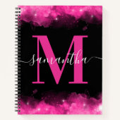 Roze Kelestische Handtekening Monogram Notitieboek (Voorkant)