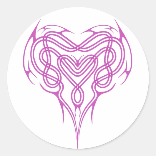 Roze Keltische Heart Knot Ronde Sticker (Voorkant)