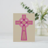Roze Keltische Kruis Briefkaarten (Staand voorkant)