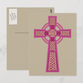 Roze Keltische Kruis Briefkaarten (Voorkant / Achterkant)