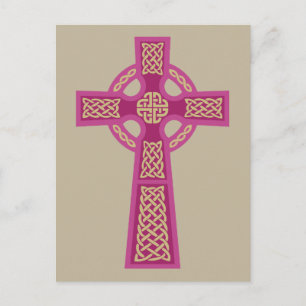 Roze Keltische Kruis Briefkaarten