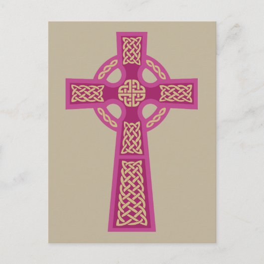 Roze Keltische Kruis Briefkaarten (Voorkant)