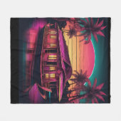 Roze Kerala woonboot Fleece Deken (Voorkant (Horizontaal))