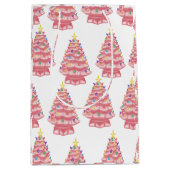 Roze keramische kerstbomen cadeautas (Voorkant)