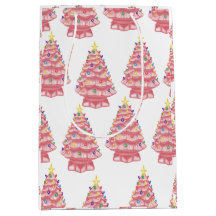 Roze keramische kerstbomen cadeautas