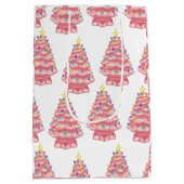 Roze keramische kerstbomen cadeautas (Achterkant)