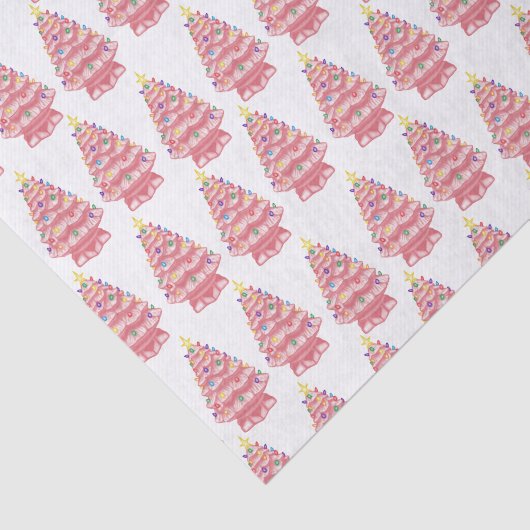 Roze keramische kerstbomen, papier voor weefselpro (Detail)