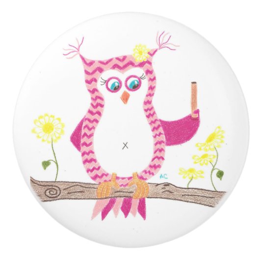 Roze keramische knol voor chevron-onderwijzer keramische knop (Voorkant)