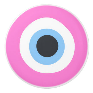 roze keramische knop met boze oog