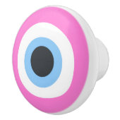 roze keramische knop met boze oog (Rechts)
