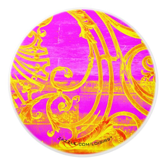 Roze keramische roedel knop (Voorkant)