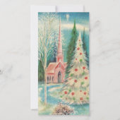 Roze Kerk In De Sneeuw Kerstkaart (Voorkant)