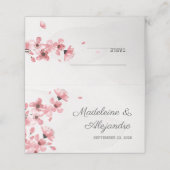 Roze kerry blosbezinksel bruiloft florale plaatkaa plaatskaartje (Buitenkant ongevouwen)