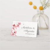 Roze kerry blosbezinksel bruiloft florale plaatkaa plaatskaartje (Voorkant)