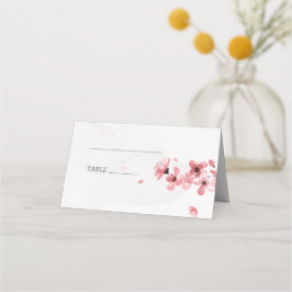 Roze kerry blosbezinksel bruiloft florale plaatkaa plaatskaartje