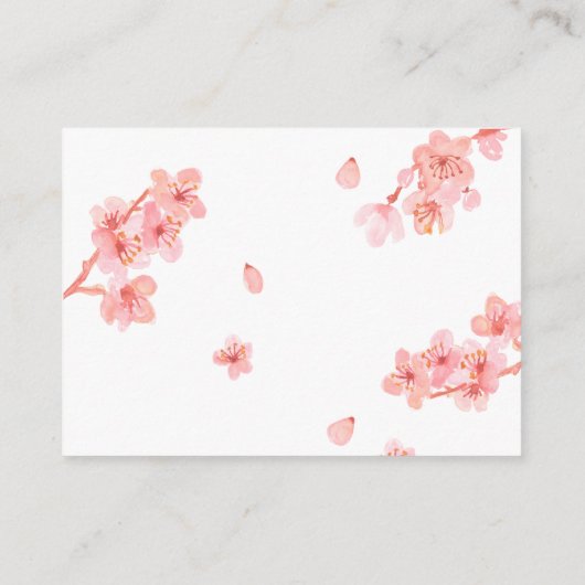 Roze kerry blossom baby shower diaper raffkaart informatiekaartje (Achterkant)