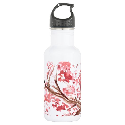 Roze kerry blossom bloemen waterverf Sakura Waterfles (Voorkant)
