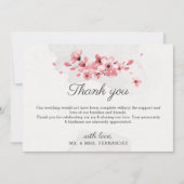 Roze kerry blossom floral elegant chic bruiloft bedankkaart (Voorkant)