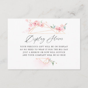 Roze kerry Blossom Geometric Bridal Display Informatiekaartje