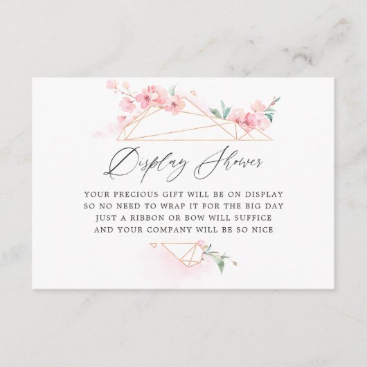 Roze kerry Blossom Geometric Bridal Display Informatiekaartje (Voorkant)