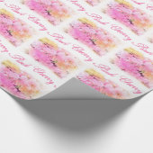 Roze kerry blossom kleurenschets bloemfoto cadeaupapier (Hoek)