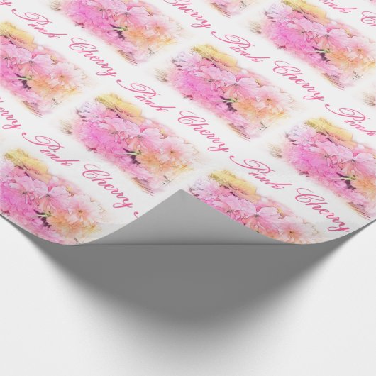 Roze kerry blossom kleurenschets bloemfoto cadeaupapier (Hoek)