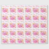 Roze kerry blossom kleurenschets bloemfoto cadeaupapier (Vlak)