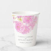 Roze kerry blossom waterverf flower bruilotsbekers papieren bekers (Achterkant)