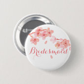 Roze kers bloesem florale bridesmaïde knop ronde button 5,7 cm (Voorkant /achterkant)