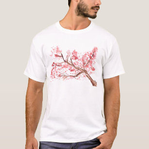 Roze kers bloesem waterverf sakura t-shirt