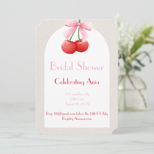 roze kers bruiloft showercollectie kaart (Staand voorkant)