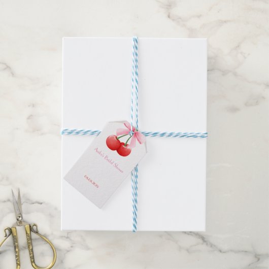 roze kers bruiloftsfeestcollectie cadeaulabel (Met Touw)