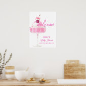 Roze Kers Champagne Brunch Baby Shower Welkom Poster (Keuken)