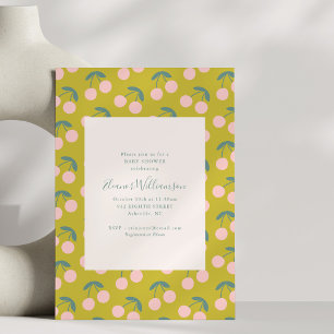 Roze Kers Chartreuse Retro Baby Shower Brunch Kaart