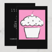 roze kers cupcake kaart (Voorkant / Achterkant)