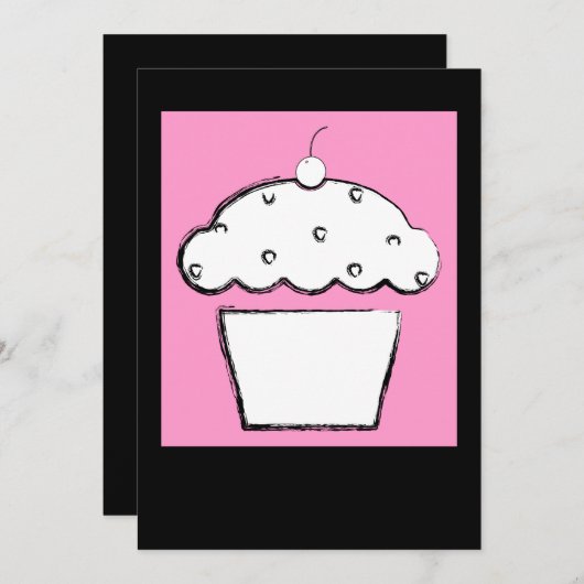 roze kers cupcake kaart (Voorkant / Achterkant)