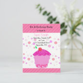 Roze Kers Cupcake Verjaardagsuitnodiging Kaart (Staand voorkant)