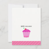 Roze Kers Cupcake Verjaardagsuitnodiging Kaart (Achterkant)