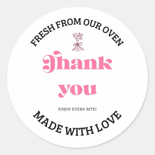 Roze Kers Glas Verse Oven Bedankt Sticker (Voorkant)