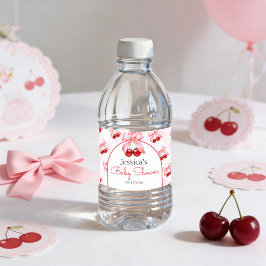 Roze Kers Lint Meisje Baby Shower  Waterfles Etiket