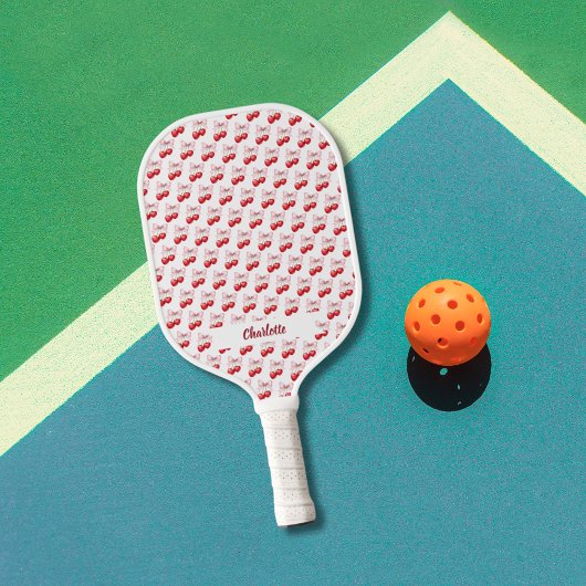 Roze kers met strik naam pickleball paddle