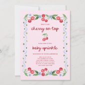 Roze kers op Top grillige  Baby Sprinkle Kaart (Voorkant)