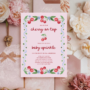 Roze kers op Top grillige  Baby Sprinkle Kaart
